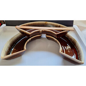 Pfaltzgraff Gourmet Brown Drip Lazy Susan Three Replacement Sections 11.5" #130